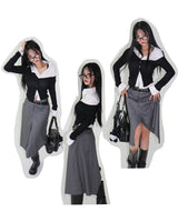 shoulder unbalanced ribbed cardigan