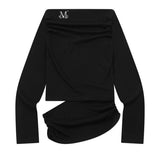 RIVA SHIRRING SLIT OFF SHOULDER LONG SLEEVE T (3COLOR)