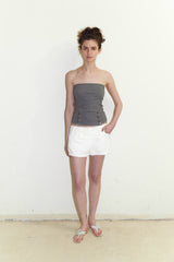"That's neat – Vintage Relaxed-Fit Double-Breasted Knit Tube Top (Grey)