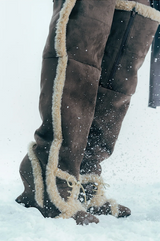 Asym Shearling Wedge Boot / Stone Brown