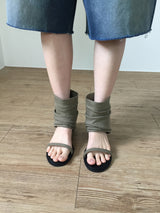 リネンアンクルオープンサンダル