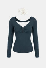 Melly Lace Layered Shirring Tee