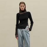 (Z-T-6734)UNBALANCED CUTOUT SLIM LONG KNIT