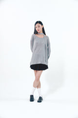 Knit Tie Long Sleeve Set Gray