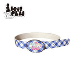loveplayshop Checkered Hugging Bear Two-in-One Classic Design Leather Belt