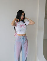 リボンキッチェンクロップショートスリーブTシャツ