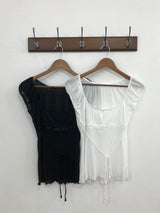Sheer Lace Ribbon Top