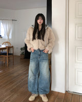 ハーススリットカーブデニムパンツ