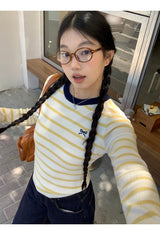 Bow Yellow Stripe Long Sleeve Tee
