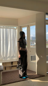 アンバルムドオフショルダーストライプクロップTシャツ