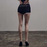 Lace Pintuck Mini Shorts [Black]