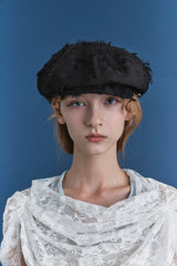 MARGOT HAT IN BLACK FLOWER FRINGE