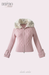 Lady Fur Knitwear Zip-Up Cardigan