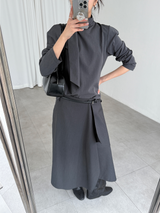 overlap button skirts (2color)