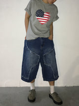 09 フラッグ セミクロップド ショートスリーブ Tシャツ(4c)