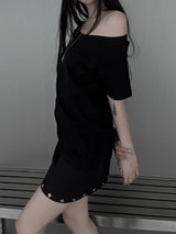 ルーズフィットベーシックオフショルダーT (4color)