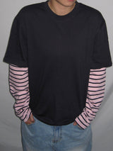 Stripe Layered Long Sleeve T-Shirt (3c)