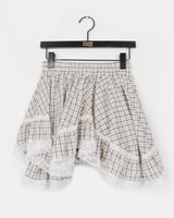 Bondin Check Lace Asymmetrical Skirt
