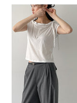 Wave Tie Boat Neck Short Sleeve T-shirt
