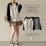 Mirror color matching Nagrang two-way hooded zip-up