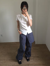 Unbalanced draping blouse (2color)
