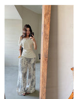 Asymmetrical Lace Trim Off-Shoulder Tee