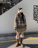 Deer knit zip up