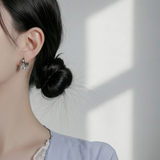 [Hearts2Hearts Ian Piercing] ダイアモンドリングハギーズピアス - Silver Color