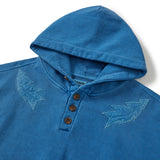 Garment dyed button hoodie / Pigment blue