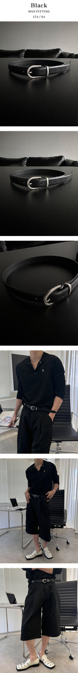 [REAL LEATHER] Horse shoe leather belt(3color)