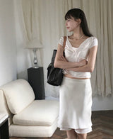 [ pearl guest look 🤍 ] royant pearl satin drape bl