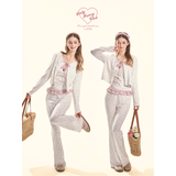[GirlyFancyClub] Charming Floral* Comfortable Brushed Micro-Floral Long Pants for Outdoor and Home Wear