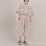 street shape shortsleeve zipup_beige