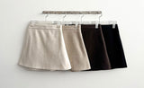  Humming Waist Banding Woolen Miniskirt