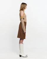  Detachable Sleeve One Shoulder Top _ BEIGE