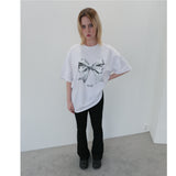 メタリックリボンTシャツ - WHITE