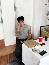 No.1311 snap henryneck sleeveless (3color)