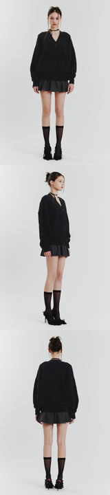 EVA FUR CARDIGAN black