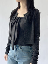 Cervi Sleeveless Button Long Sleeve Cardigan Set
