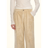 [GirlyFancyClub] Leopard Bowknot Series* Versatile Straight Leg Casual Double-sided Suede Pants