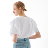 カッティングラインフリルTシャツ WHITE
