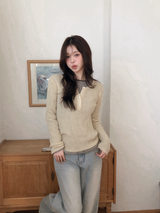DE Slim Wool Rib Henry Neck Knit (6color)