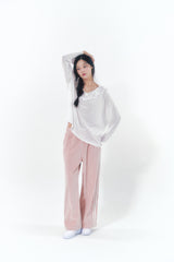 Velvet Lace Track Pants Pink