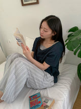 ハボイルルーズフィットVネックスラブ半袖Tシャツ