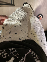 Lace ribbon banding wide pants