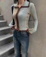 Gradation knit zip up