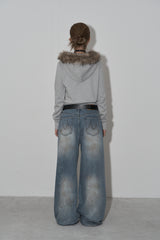 crop hair zip up (grey)