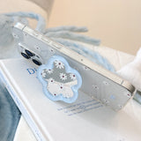 サマーブルーフラワーミラースタンド iPhone ケース