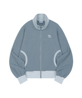 Sporty Waffle Round Pocket Zip-Up - DUSTY BLUE