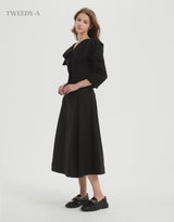May pintuck flare long skirt